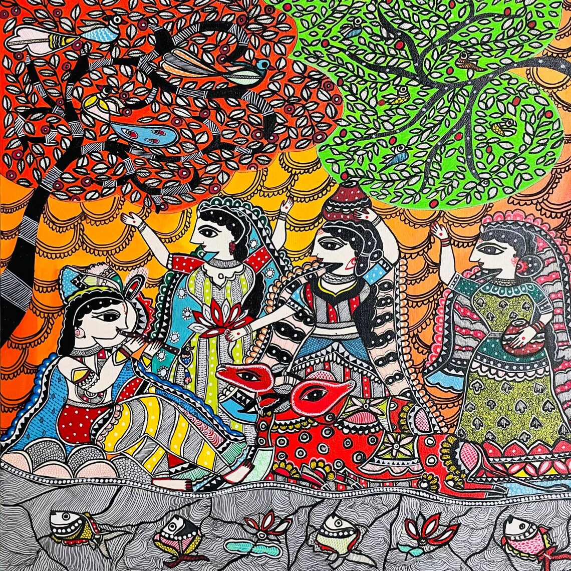 Vibrant Madhubani Paintings — hand-painted Madhubani folk art