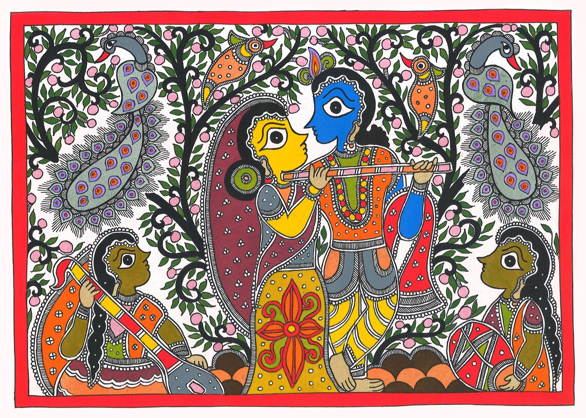 Vibrant Madhubani Paintings — hand-painted Madhubani folk art